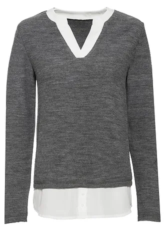 Pull en fine maille avec empiècement chemisier