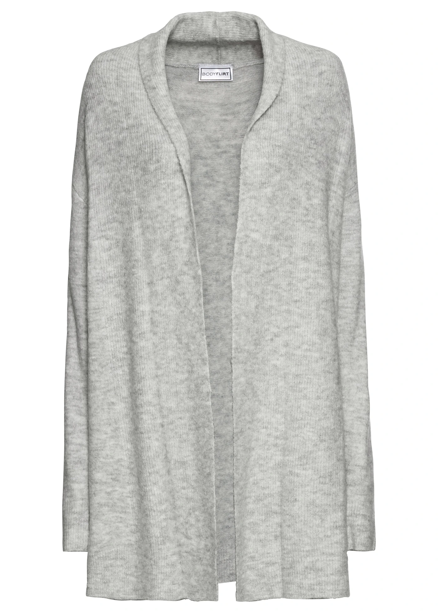 Lang vest met sjaalkraag • lichtgrijs gemêleerd • bonprix online shop