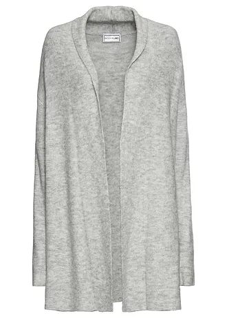 Lang vest met sjaalkraag • lichtgrijs gemêleerd • bonprix online shop