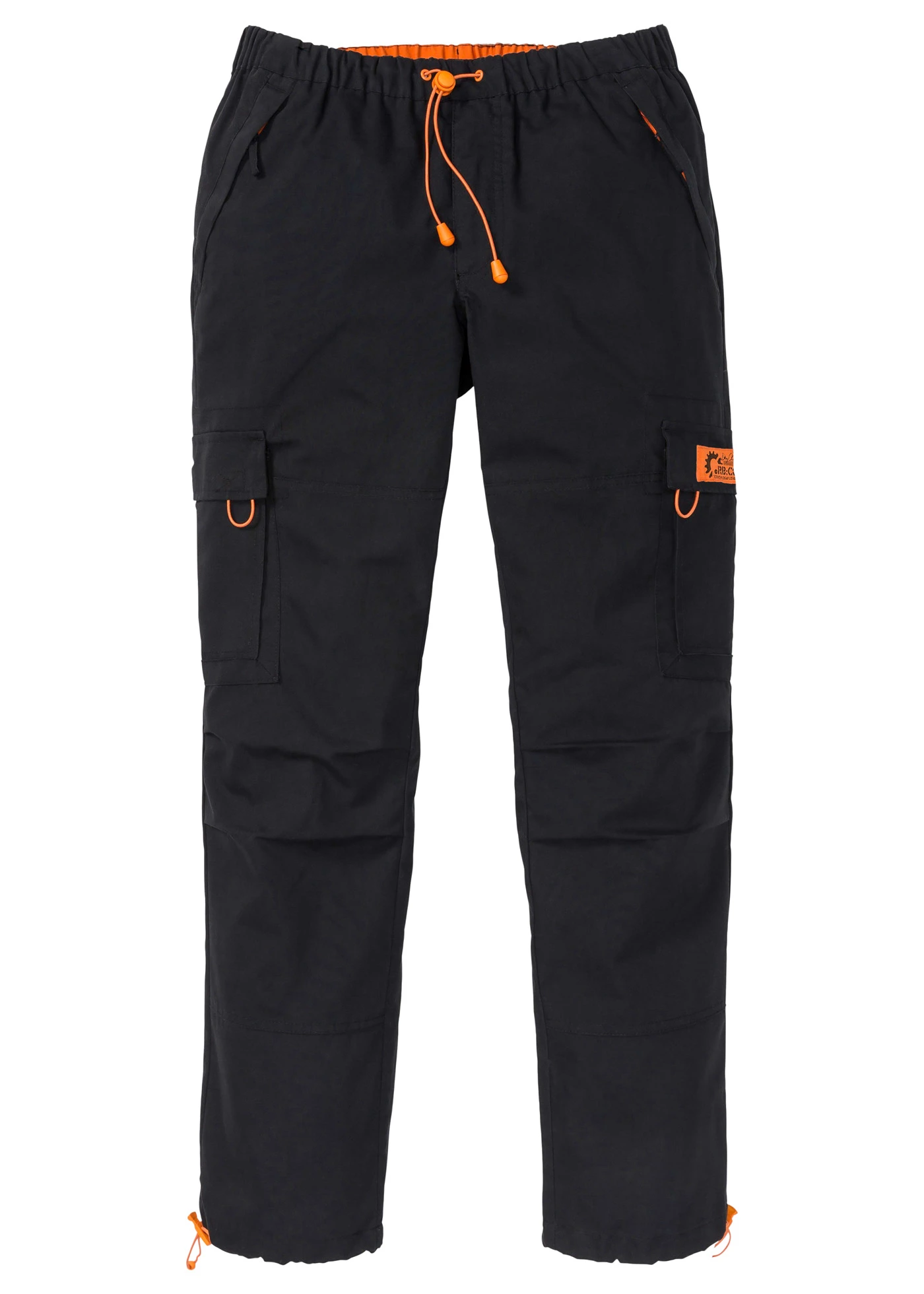 Relaxed fit cargobroek, straight • zwart/oranje • bonprix online shop