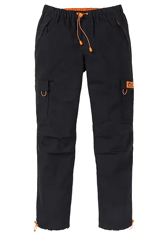 Relaxed fit cargobroek, straight • zwart/oranje • bonprix online shop