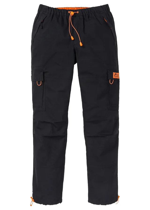 Relaxed fit cargobroek, straight • zwart/oranje • bonprix online shop