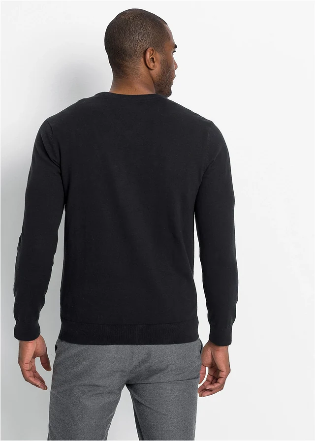 Fijngebreide trui in een zachte katoemix • zwart • product-page.page-title-suffix