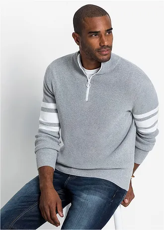 Pull camionneur avec coton, Couleur: gris clair chiné
