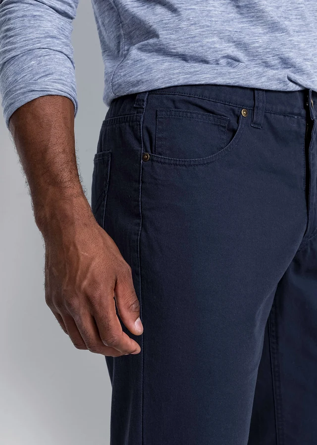 Regular fit twill broek van katoen, straight • donkerblauw • product-page.page-title-suffix
