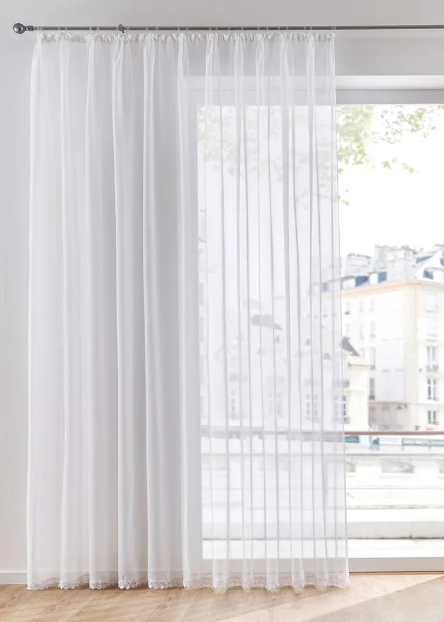 Záclona s čipkovaným zakončením, recyklovaný polyester Záclona s čipkovaným zakončením, recyklovaný polyester