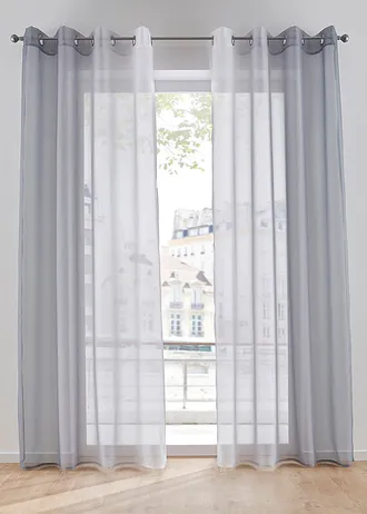 Lot de 2 voilages en tissu léger, aussi en XXL • gris • Boutique bonprix