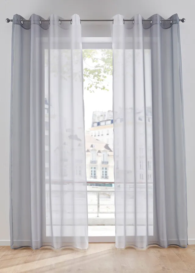 Lot de 2 voilages en tissu léger, aussi en XXL • gris • Boutique bonprix