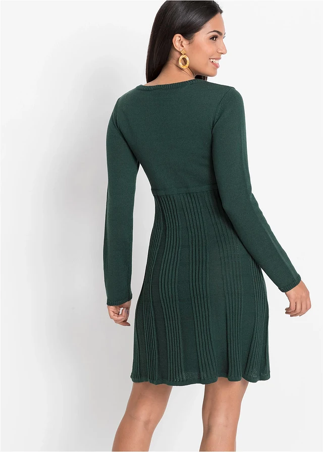 Robe en maille, Couleur: vert profond