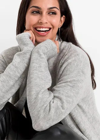 Hosszú kötött kardigán sálgallérral • világosszürke melírozott • bonprix áruház