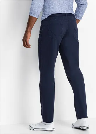 Regular fit twill broek van katoen, straight, Kleur: donkerblauw