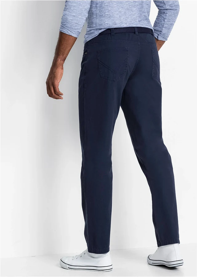 Pantalon regular en twill, droit, 100% coton • bleu foncé • product-page.page-title-suffix