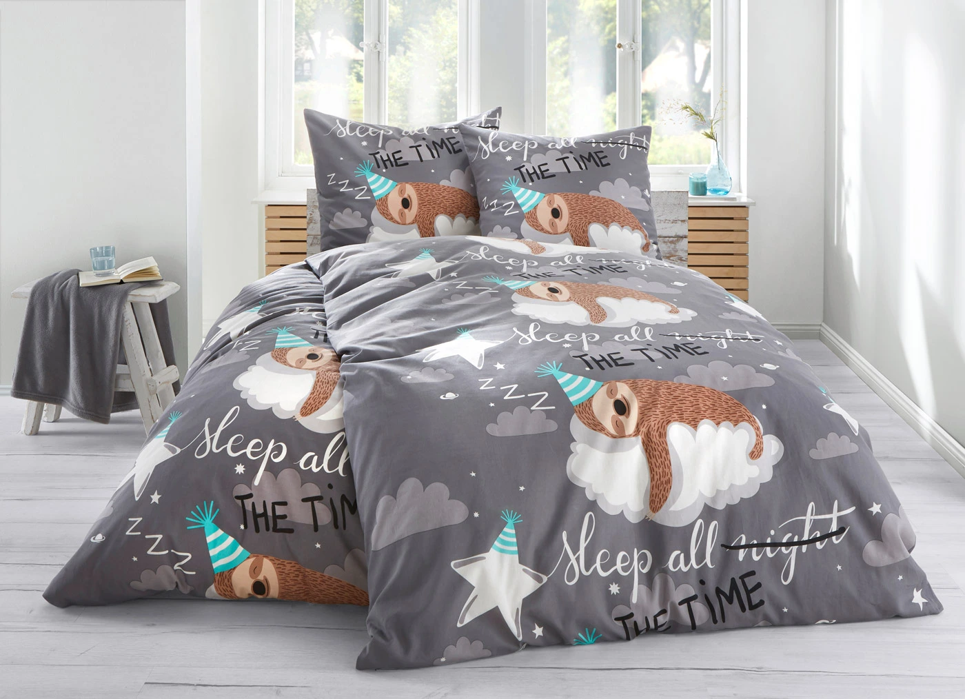 Parure de lit en linon • gris • Boutique bonprix