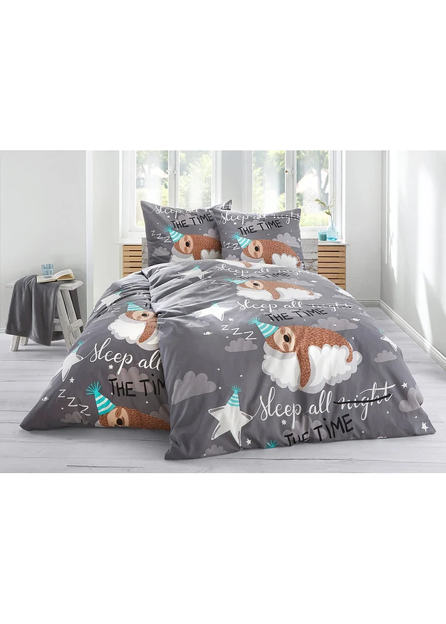 Parure de lit en linon, Couleur: gris