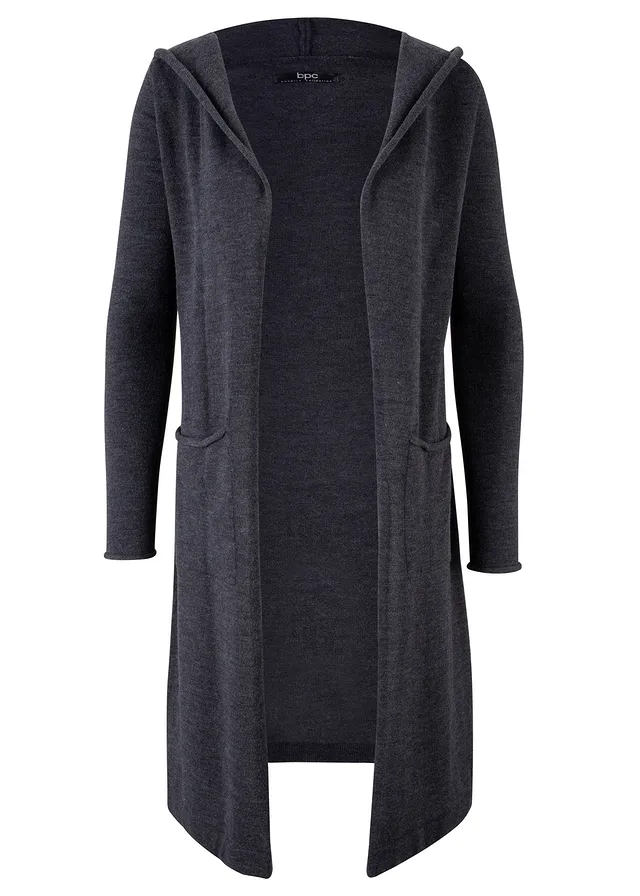 Dlhý pletený sveter s kapucňou