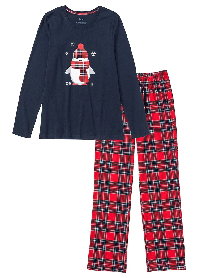 Pyjama 100% coton, Couleur: bleu foncé carreaux