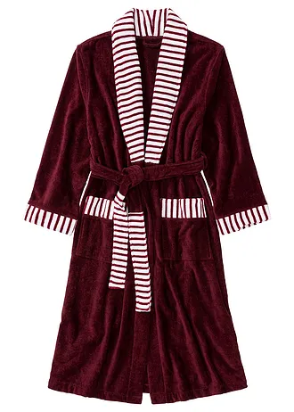Peignoir en éponge de coton • rouge foncé-blanc rayé • Boutique bonprix