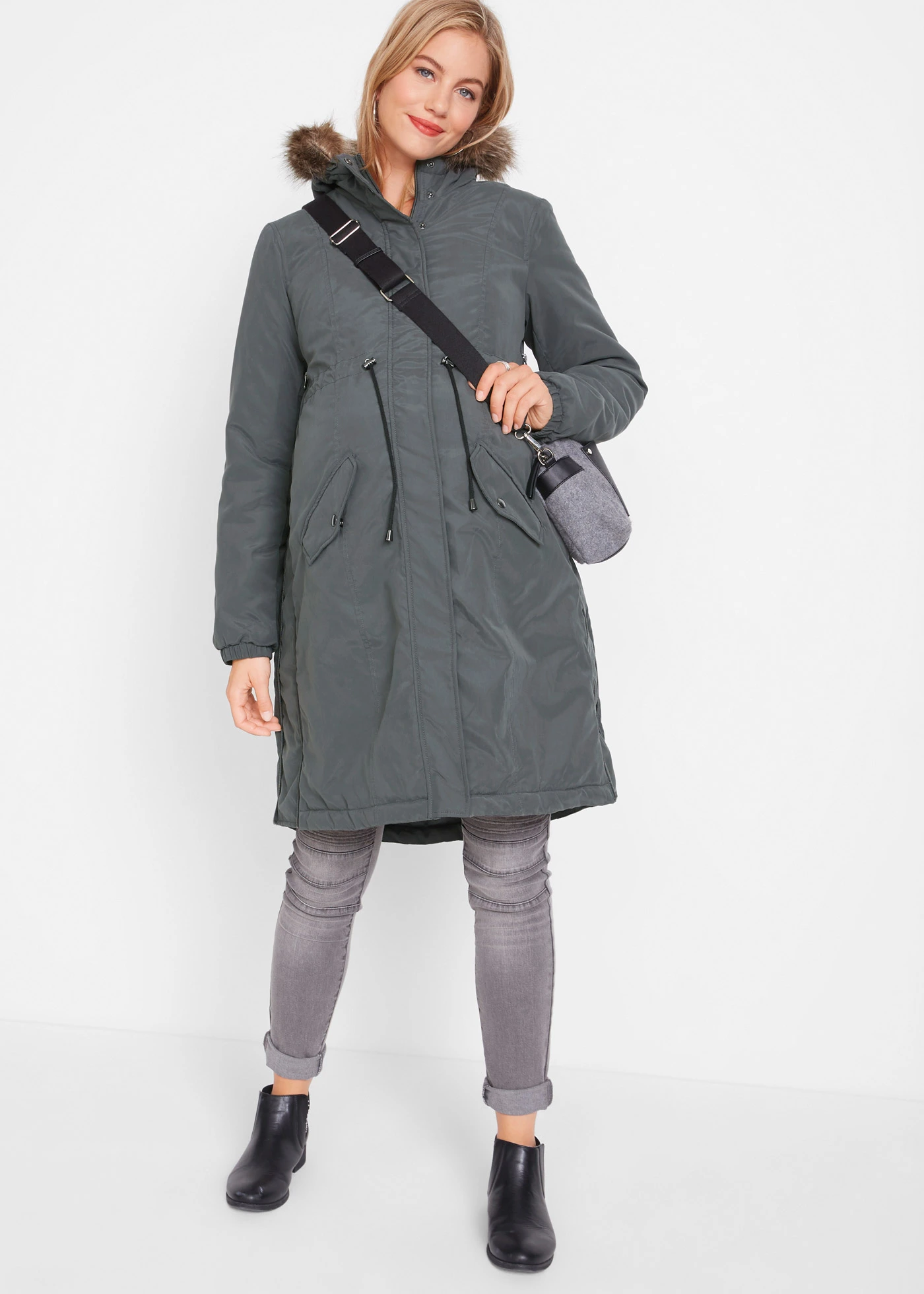 Těhotenská parka 3 v 1, se vsadkou na miminko • antracitová • bonprix obchod