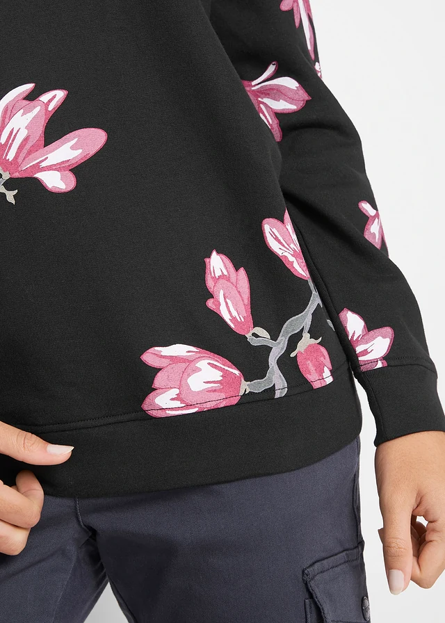 Sweat ample 100% coton • noir floral • product-page.page-title-suffix