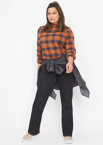 Strečové džíny Straight, Mid Waist, barva: černá