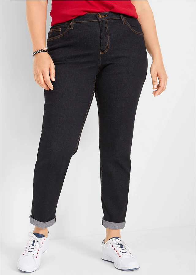 Jean Mom taille mi-haute, long, Couleur: noir