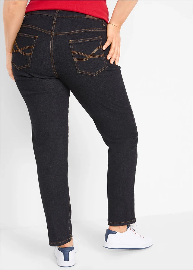 Jean Mom taille mi-haute, long, Couleur: noir