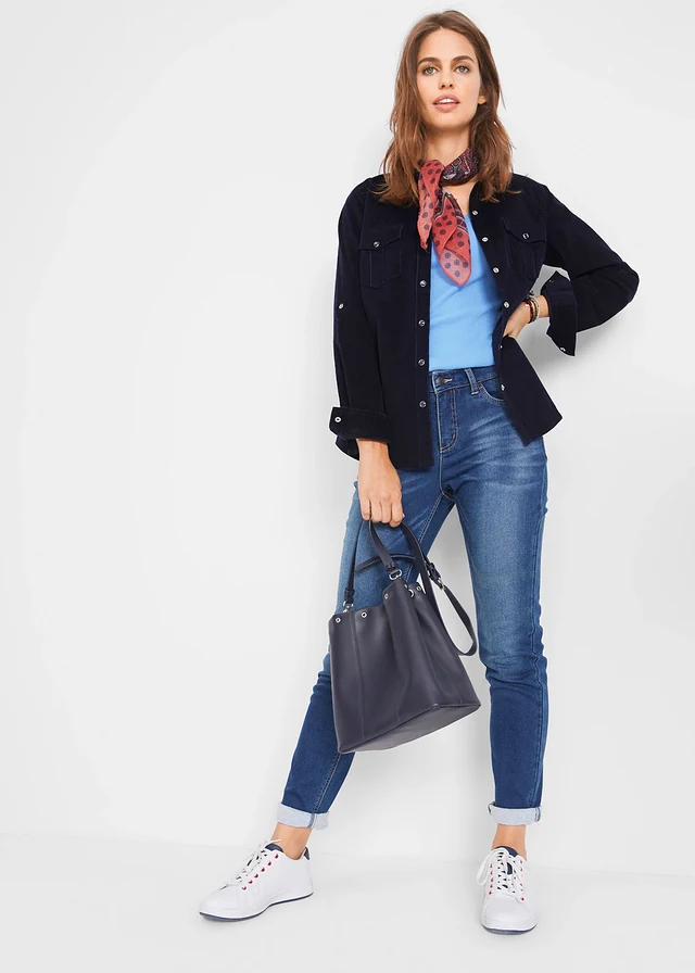 Jean thermo avec intérieur douillet, Boyfriend, Couleur: bleu used