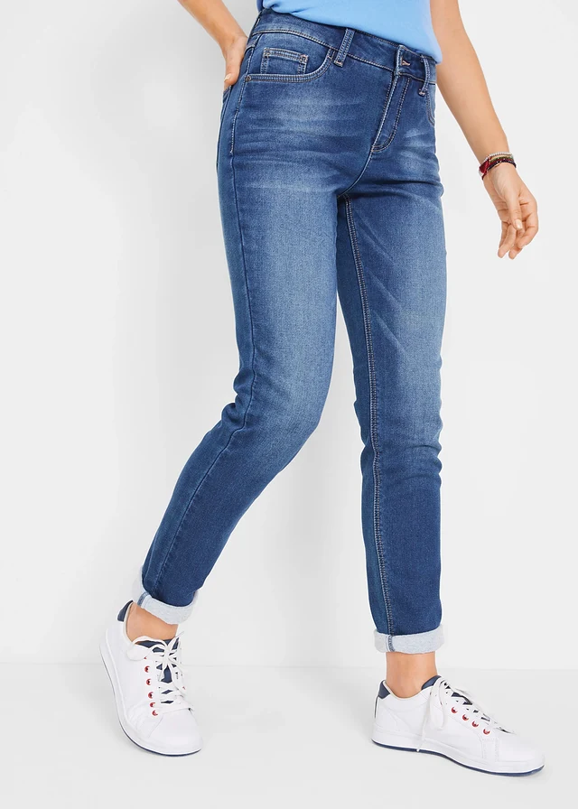 Jean thermo avec intérieur douillet, Boyfriend, Couleur: bleu used