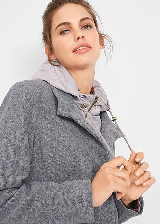 Krátký zimní kabát ve vlněném vzhledu 2 v 1 • antracitová • bonprix obchod