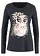 T-shirt manches longues en coton à imprimé hibou, Couleur: noir