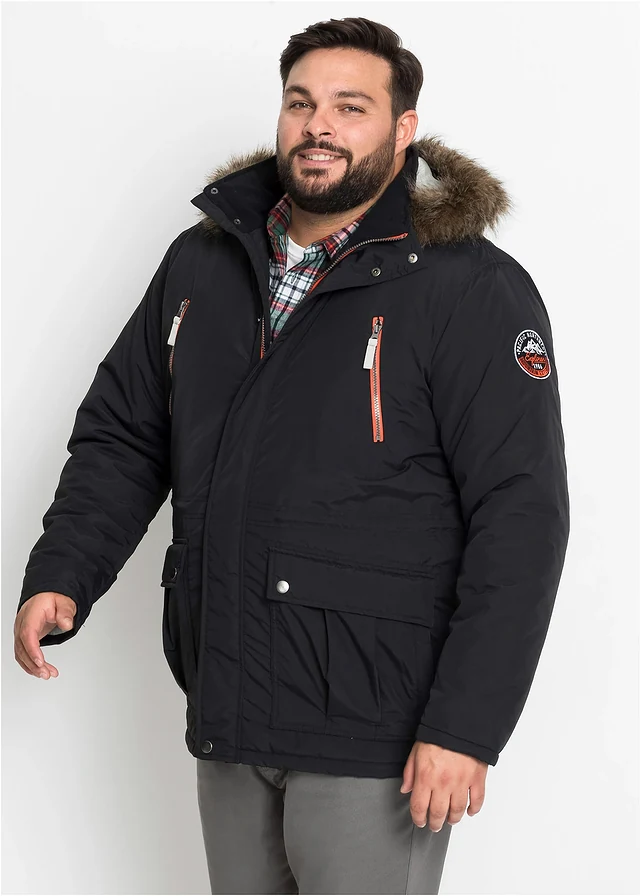 Waterafstotende parka, Kleur: zwart