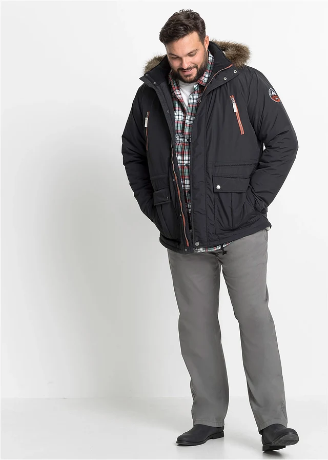 Waterafstotende parka, Kleur: zwart