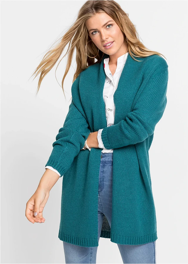 Gilet long en maille • vert bleu • product-page.page-title-suffix