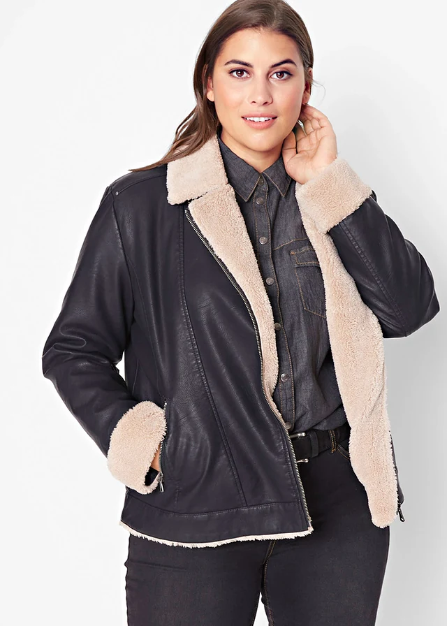 Veste enduite et doublée, Couleur: noir