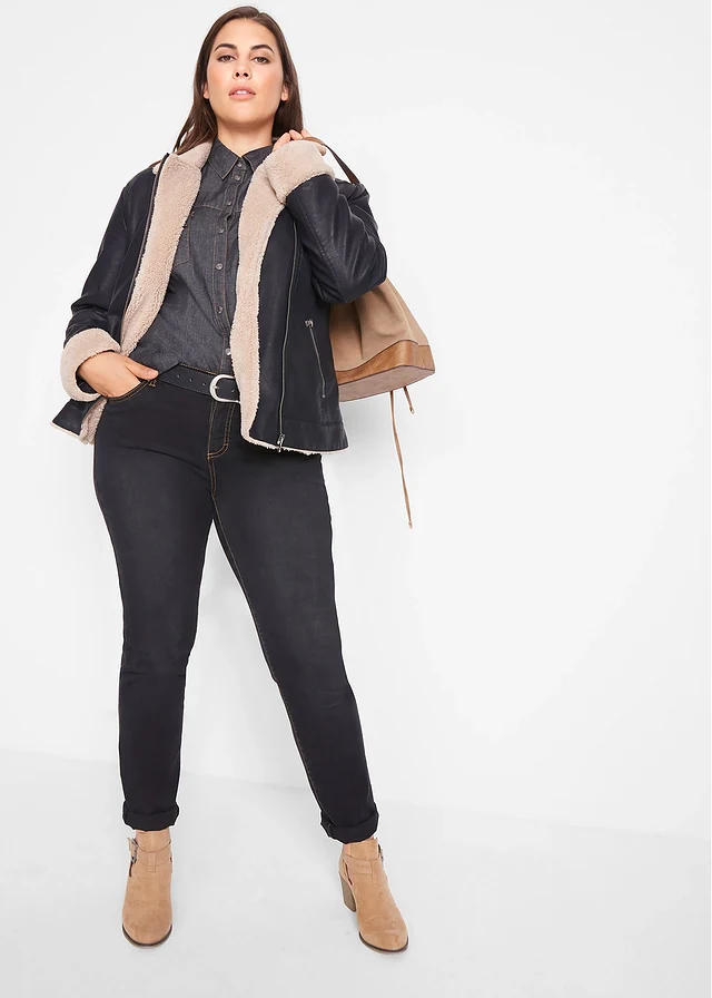 Veste enduite et doublée, Couleur: noir