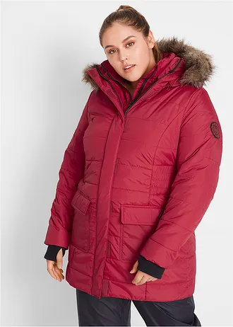 Parka longue style 2-en-1, matelassée et déperlante, Couleur: rouge vermillon