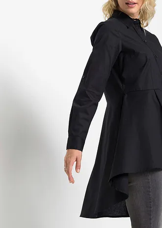 Dlouhá halenka s volánem • černá • bonprix obchod