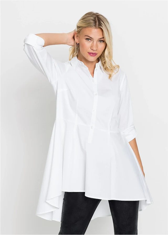 Chemisier long avec volant • blanc • product-page.page-title-suffix