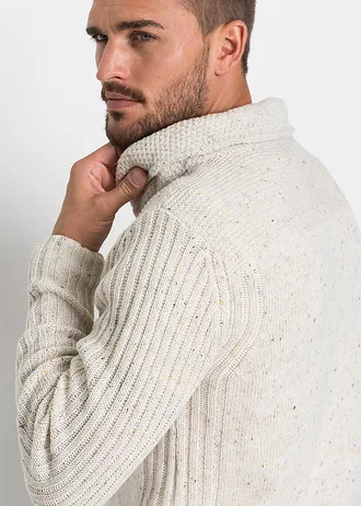 Pull en grosse maille à col châle • beige • Boutique bonprix