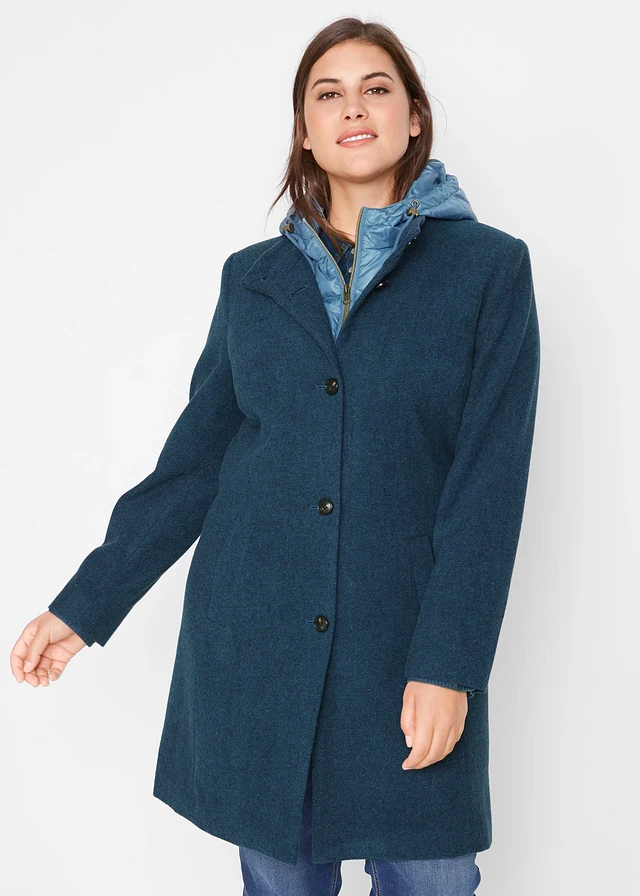 Manteau court d’hiver, style 2en1, Couleur: bleu foncé