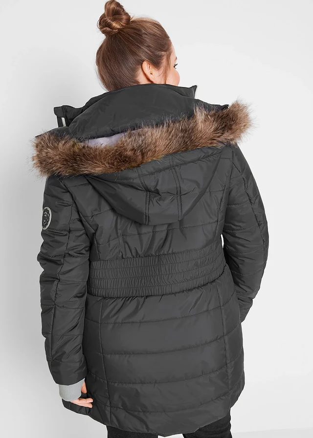 Parka longue style 2-en-1, matelassée et déperlante, Couleur: noir
