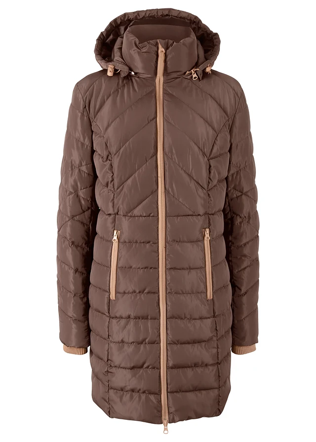 Veste longue matelassée, rembourrée, Couleur: marron