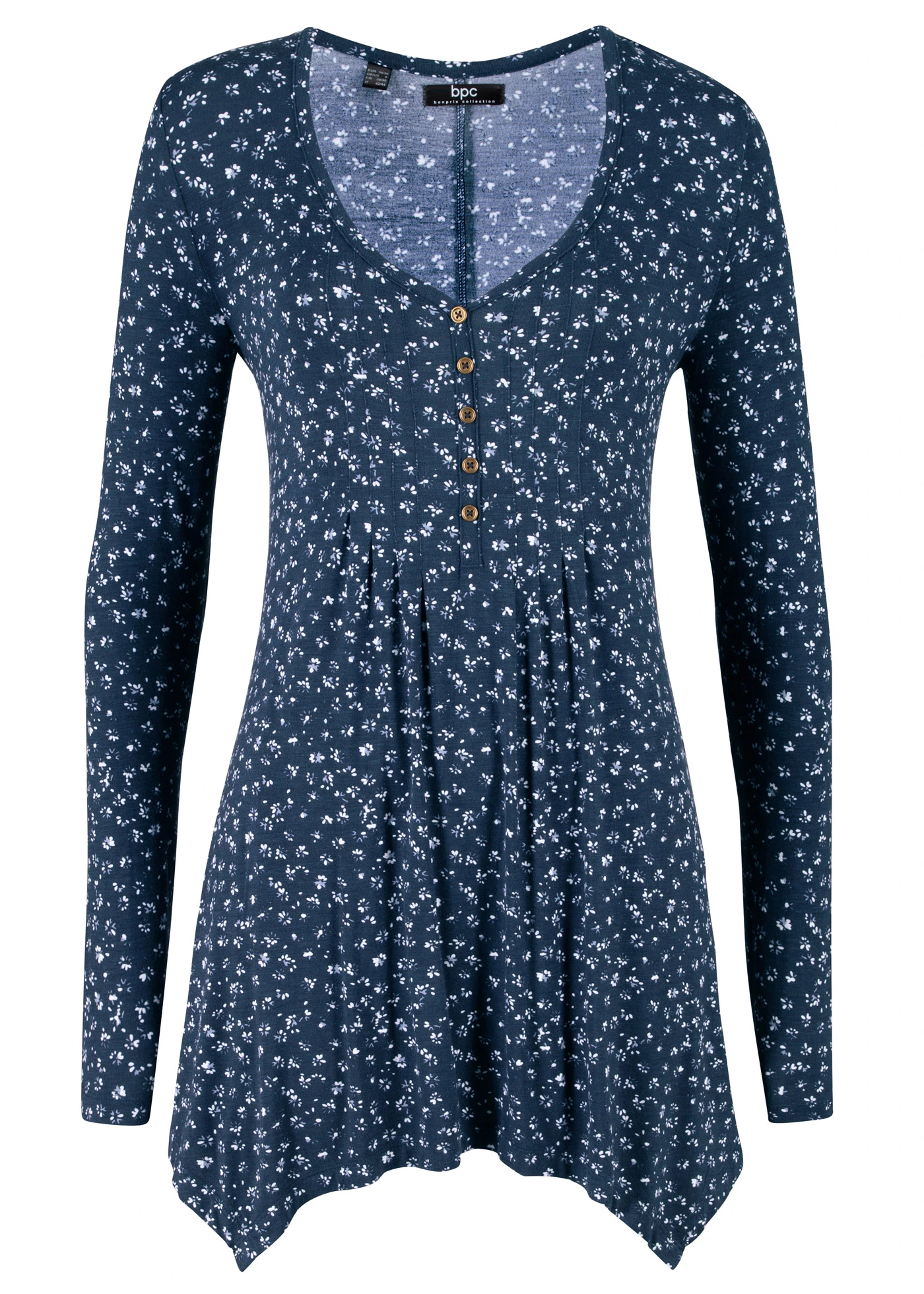 T-shirt en jersey viscose extensible • bleu foncé floral • Boutique bonprix