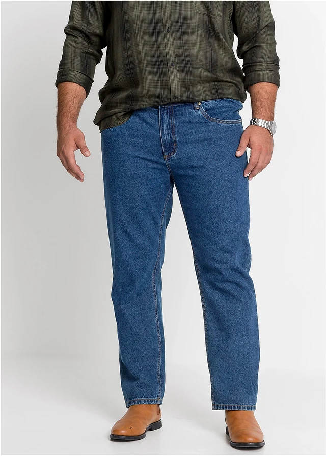 Jean droit classique, taille élastiquée, Couleur: bleu denim