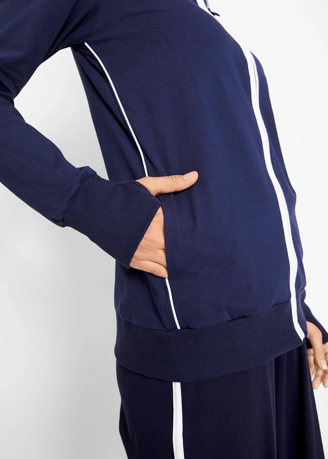 Sweat zippé en coton extensible • bleu foncé • product-page.page-title-suffix