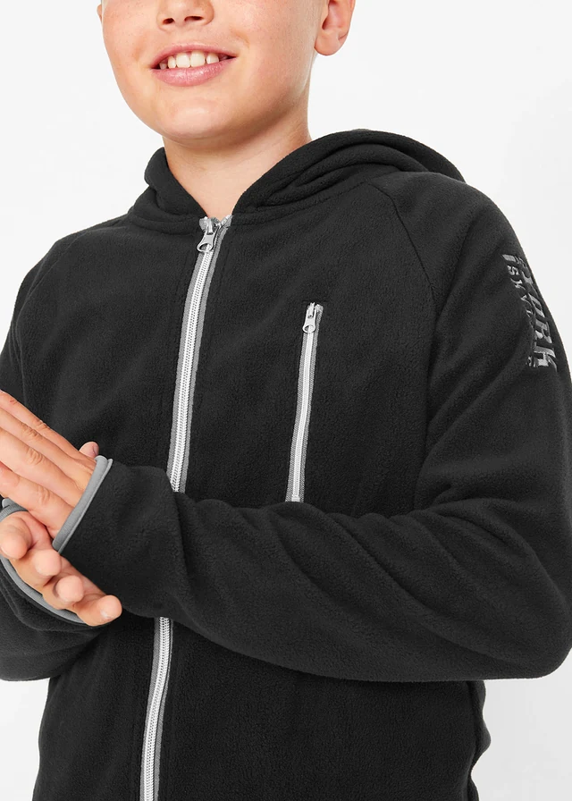 Fleece vest met contrastkleurige details • zwart-grijs • bonprix online shop