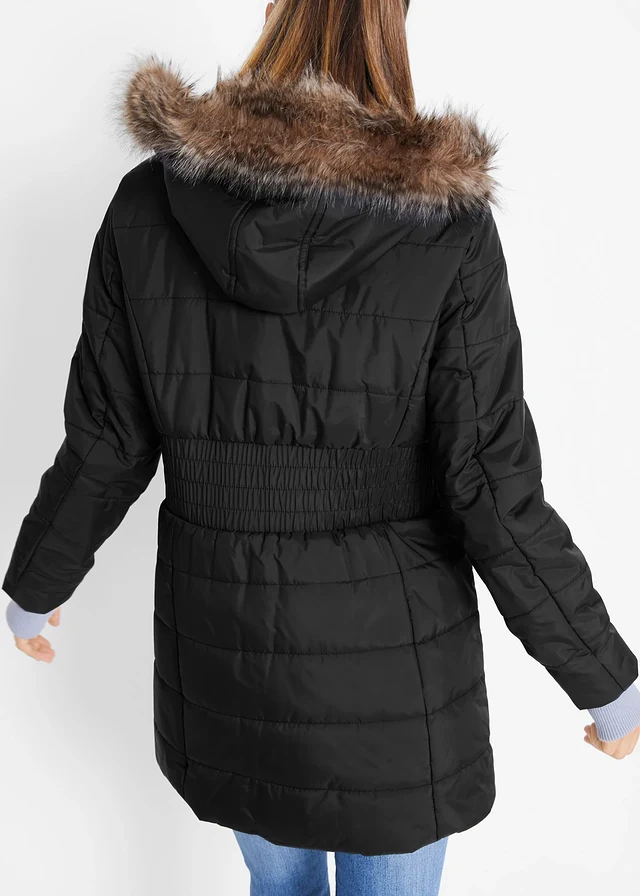 Parka longue style 2-en-1, matelassée et déperlante, Couleur: noir