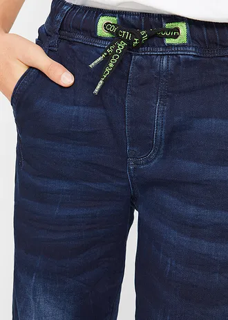 Teplákové džíny bez zapínání, Regular Fit, Tapered • tmavě modrý denim • bonprix obchod