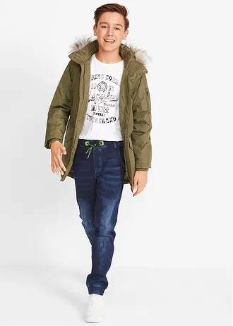 Teplákové džíny bez zapínání, Regular Fit, Tapered • tmavě modrý denim • bonprix obchod