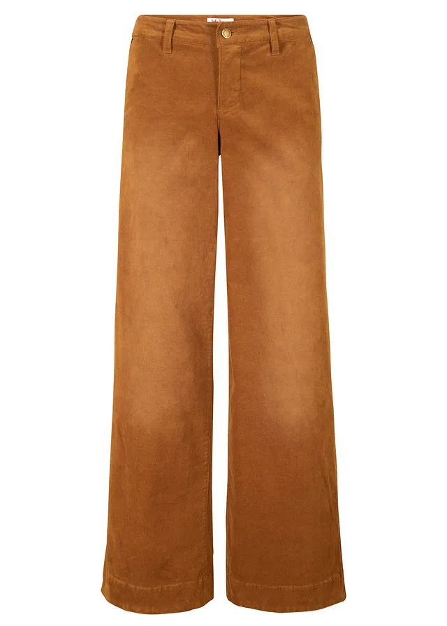 Pantaloni reiați cu stretch, largi